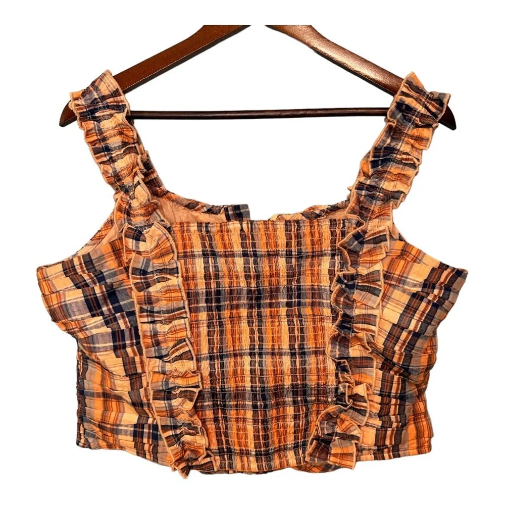 Anthropologie Verb Pallavi Singhee Ruffle Plaid Tank Top. NWT Size Large Petite - Picture 7 of 12